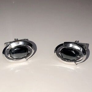Vtg Sherman Senator Hematite Cufflinks .9” EUC